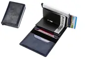 Slim Wallet with Money Clip RFID Blocking PU Leather Slots Credit Card Holder for Men-Blue
