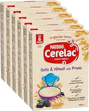 Nestlé CERELAC Baby Cereal Oats & Wheat with Prune Baby Food From 6 months 200g (Pack of 6)