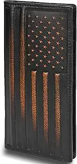 [DK86] USA Flag Long Wallet For Men Full Grain Leather with Hand Burnished Rfid Blocking Rodeo Wallet Bifold Wallet American Flag Wallet, Slim,rfid Blocking,bifold,us Flag