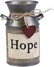 Homoyoyo Rustic Vintage Vase with Distressed Finish Decorative Retro Milk Can Design for Home Decor Living Room Bedroom Kitchen for Artificial Flowers Hope