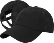 Cross Hat Womens Baseball Cap -Cross Ponytail One Size, Black