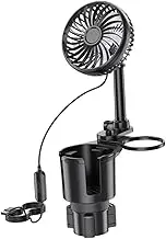 STARTIST Car Cup Holder with Fan Beverage Holder Lightweight Non Slip USB Mini Fan Adjustable Speed for RV Vehicle Truck