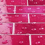 16-Tiles Peel and Stick Subway Tile Backsplash for Kitchen Wall 12x12 Dark Pink Peel and Stick Tile for Bathroom Shower Walls Stick on Back Splash Tile Sticker Removable Back Splashes