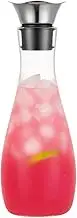 Purefold 40 Ounce Glass Pitcher with Flower Shaped Drip-Free Stainless Steel Lid, Hot and Cold Water Carafe, Tea Coffee Maker, Ice Tea Carafe, Juice Jar, Wine Decanter