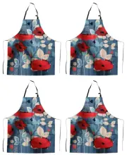 (4 Pack) Adjustable Cooking Apron Kitchen Chef Flowers/Floral With 2 Pockets