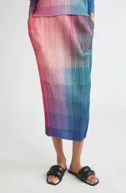 Pleats Please Issey Miyake Photon Print Pleated Midi Skirt in Pink at Nordstrom, Size 5