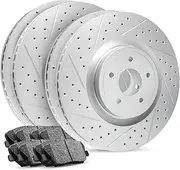 R1 Concepts Front Rear Brakes and Rotors Kit |Front Rear Brake Pads| Brake Rotors and Pads| Ceramic Brake Pads and Rotors |Hardware Kit|fits 2014-2016 Mazda 3, 2014-2016 Mazda 3 Sport