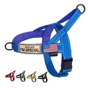 No Pull Dog Harness with Soft Padded Handle,Reflective Strip Escape L Blue
