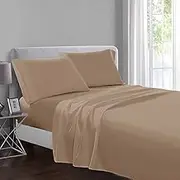 Flat Sheet Super King 100% Egyptian Cotton 200 Thread Count Hotel Quality Beige Bed Sheets (270 cm x 310 cm)