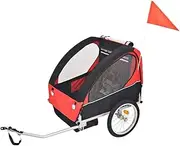 Kids Bike Trailer Foldable Kids' Bicycle Trailer ， 5-Point Safety Harness System ， Outdoor Recreation Cycling Bicycle Accessories Bicycle Trailers ，Red and Black 30 Kg