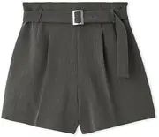 [Lily Brown] LWFP244103 Women's High Waist Shorts with Belt