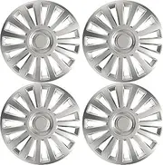 Versaco Car Wheel Trims LUXURY14 - Silver 14 Inch 15-Spoke - Boxed Set of 4 Hubcaps - Includes Fittings/Instructions