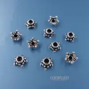 10 Oxidized Sterling Silver Textured Star Bead Cap Spacers 6mm #33872