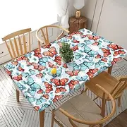 Butterfly Table Cloth for 5 Foot Rectangle Fitted Tablecloth Elastic Edge, Polyester Dining Table Covers Waterproof for Party, Picnic, Camping
