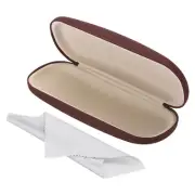 Glasses Case, PU Leather Hard Shell Portable Protective Concise Unisex, Brown