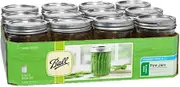 Ball Wide Mouth Pint 16-Ounce Glass Mason Jar with Lids and Bands, 12-Count, 12-Pack, Clear