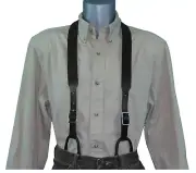 Close-Out Dark Brown Leather Button Suspenders