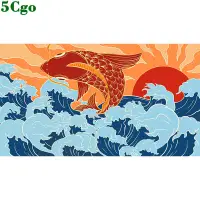 在飛比找蝦皮商城優惠-5Cgo 中式手繪抽象復古鯉魚海浪壁紙客廳電視背景牆紙無縫定