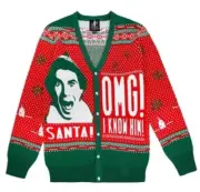 NWT Buddy The Elf Ugly Funny Christmas Cardigan Sweater OMG I KNOW HIM Sz Medium
