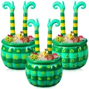 3 Pcs St Patrick Inflatable Cooler Leprechaun Drink Holder Decor Cauldron Elf