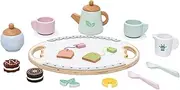 Play Tea Set, Playset Tea Toys, Wood Party Food Pretend Accessories Kids Kitchen Playset for 3-5 Year Old Girl Birthday