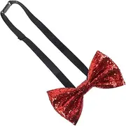 [WESIEVYA] Leather Glitter Bowties Men Glitter Bowtie for Men Groom Bowtie Wedding Pretied Ties for Men Fabric Red