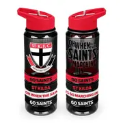 St Kilda Saints AFL Tritan Drink Water Bottle with Wrist Bands