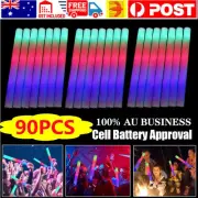 90PCS LED Foam Glow Sticks RGB Thunder Wand Stick Flashing Light Rave Party Tool