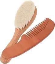 SECFOU 1 Set Brush for Newborns Wooden Hair Comb Wool Brush Soft Bristles for Gentle Scalp Care Shower Present Ergonomic Handle for Comfort