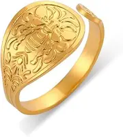 [OIDIMS] Honeybee Stainless Steel Open Ring for Women Girls Wrap Open Fashion Adjustable Polished Cute Animal Bee Thumb Rings Wedding Band Birthday Graduation Gift Comfort Fit Finger Jewelry