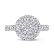 10K WHITE GOLD ROUND DIAMOND CLUSTER RING 1/2 CTTW