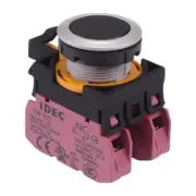 IDEC CW Series Black Metallic 22.3mm Momentary Flush Push Button Switch 2NC IP65