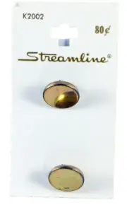 2 Streamline Vintage GOLD TONE METAL BUTTONS Round 5/8 inch Dry Cleanable