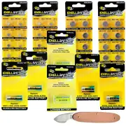 47pc Essential Batteries Kit 123A 23A A28PX L626 L1154 & Watch Opener