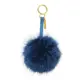 【二手名牌BRAND OFF】FENDI 芬迪 藍色 絨毛 Pom Pom 掛飾 金扣