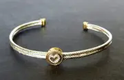Sterling Silver .925 Heart-Shaped Center Bangle Bracelet Rocket N.Y.C. F07 New