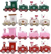 LUOZZY 4pcs Christmas Mini Train Ornaments Xmas Plastic Train Decor Miniature Train Toys for Kids