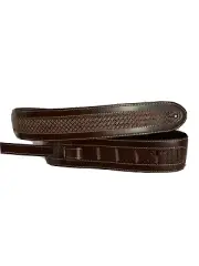 GENUINE LEATHER BROWN BASKET WEAVE GUITAR STRAP