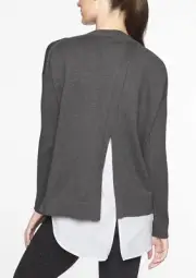 WOMENS ATHLETA HIGHLAND CROSSBACK SWEATER CHARCOAL GREY HEATHER S NEW WTAGS $89