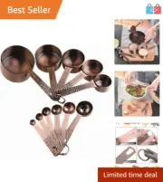 Copper Measuring Cups & Spoons Set - Stainless Steel, 11pc Kitchen Essentials