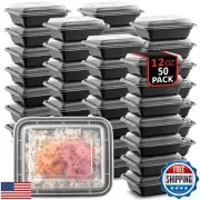 50-Pack Reusable Meal Prep Containers Microwave Safe Food Storage Containers