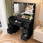 Dressing Table with 11 LED lighted Mirror 7 Sliding Drawers Vanity Desk Set
