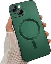 Magnetic case for iPhone 13 Mini Phone Case for Women, Matte Luxury Soft Metallic Luster Design with Camera Lens Protector, Compatible with Magsafe Case for iPhone 13 Mini 5.4" - Green