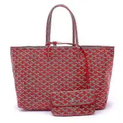 Women's Pu Leather Tote Bag Portable Large Capacity Shoulder Bag Waterproof Beach Pocket Red