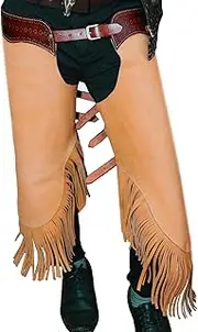 Hulara Suede Leather Western Cowboy Chaps for Men/Womens Chaps Hunting Protective Chaps with Yoke Set