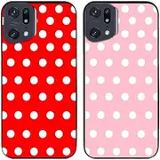 2 Pcs/Lot Pink Red Polka Dots Printed TPU Soft Gel Silicone Back Phone Case Cover (Case for Oppo Find X5 Pro)