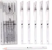 Brisk Learner White 5 Gel Pen - 5 Tip Sizes 0.5, 0.7, 0.8, 1.0, 1.2mm for Art, Drawing, Journaling, Watercolor, Black Paper - Graffiti Ink for Artists - Bonus White Pencil