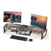 Dual Monitor Stand Riser, Desk Organizer with Drawer, Office Desk Organizers