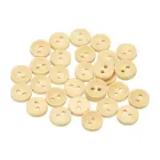 30pcs Wooden Sewing Button 11.5mm 2 Holes Round Craft Buttons, Natural Wood