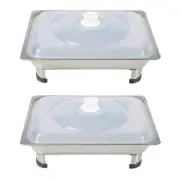 2 Sets Square Grilled Fish Stove Buffet Tray Chafing Dish Banquet